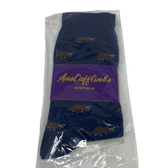NWT Aus Cufflinks Mens Navy Dinosaur Socks Bow Tie Gift Set Triceratops Novelty - Picture 9 of 10